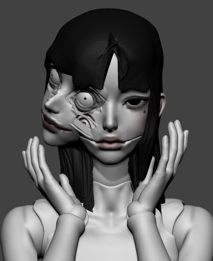BJD girl doll inspired -Tomie by Junji Ito- 3D print model_11