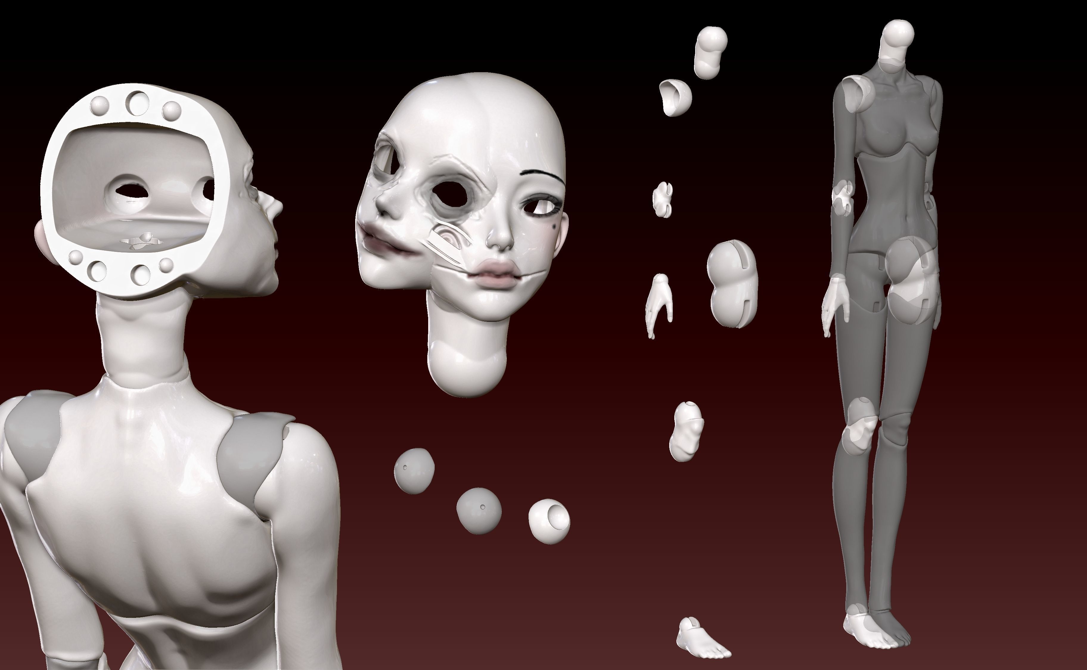 BJD girl doll inspired -Tomie by Junji Ito- 3D print model_6