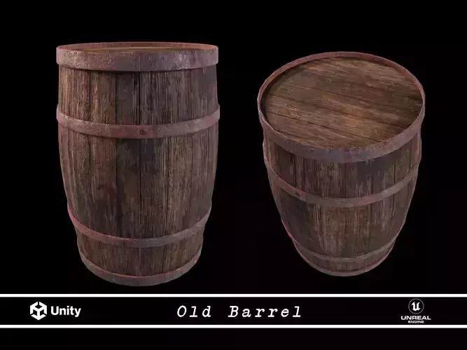 Rustic Old Barrel - Game Ready - Low Poly - PBR