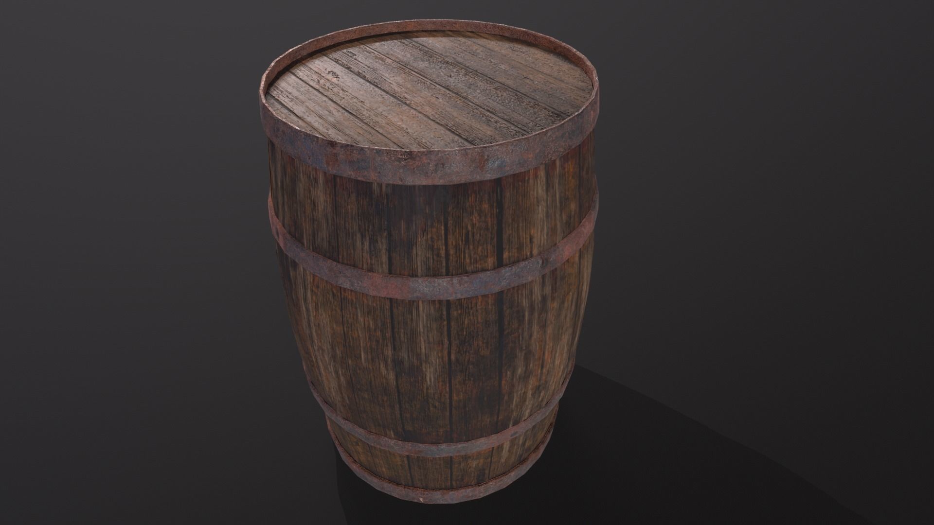 Rustic Old Barrel - Game Ready - Low Poly - PBR Low-poly 3D model_7