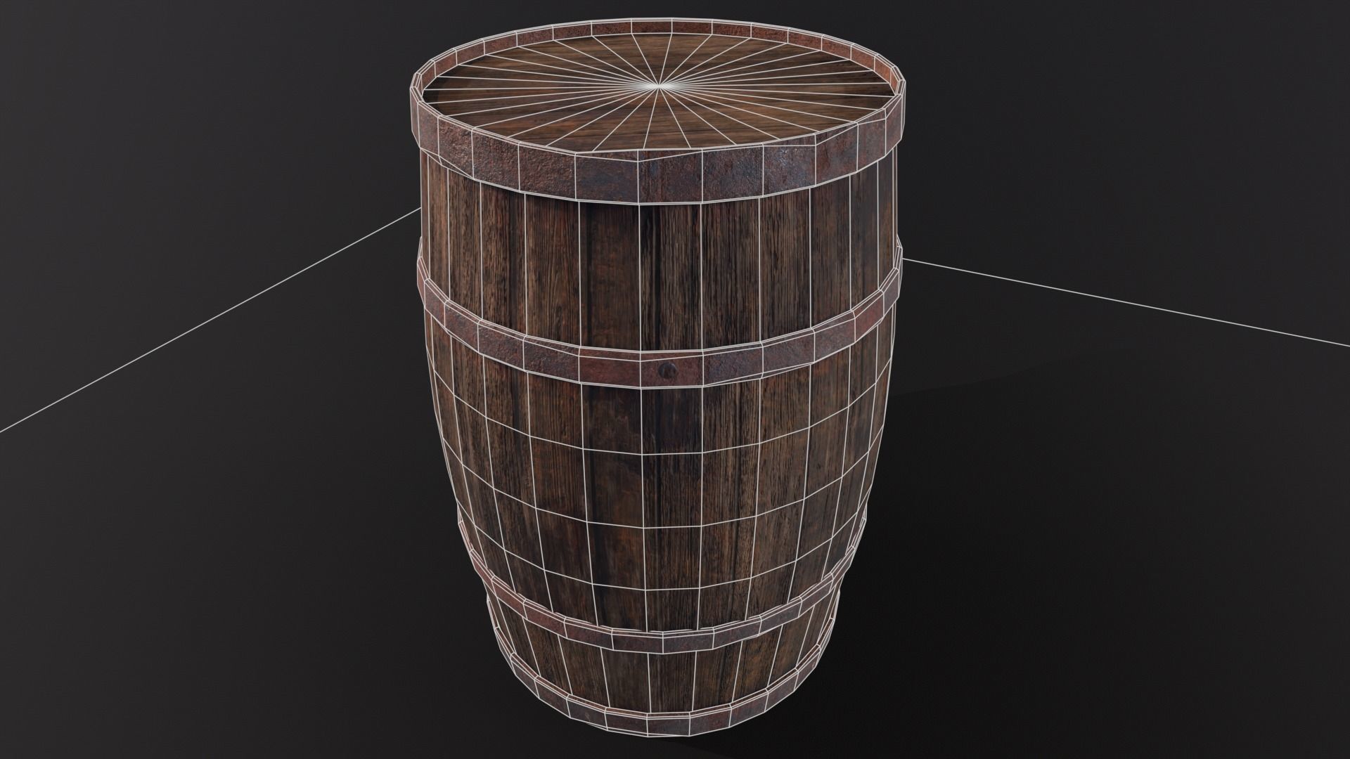 Rustic Old Barrel - Game Ready - Low Poly - PBR Low-poly 3D model_12