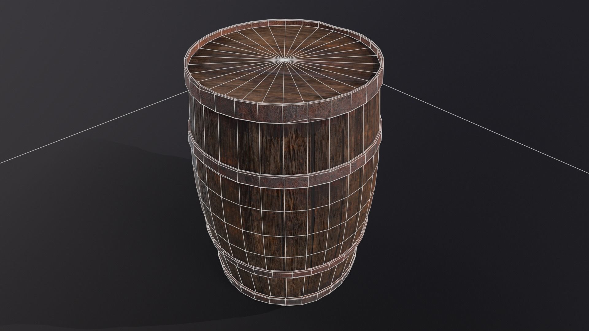 Rustic Old Barrel - Game Ready - Low Poly - PBR Low-poly 3D model_16