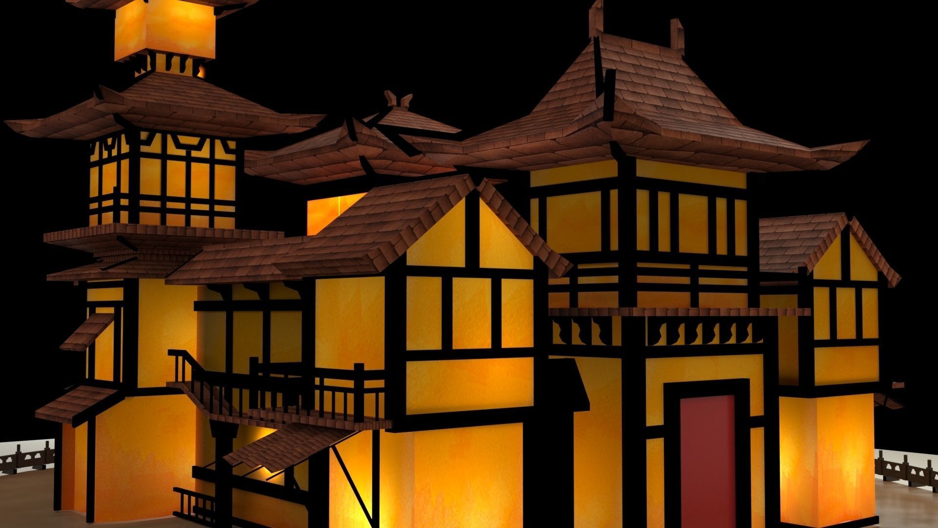 Chinese ancient house 3D model_1