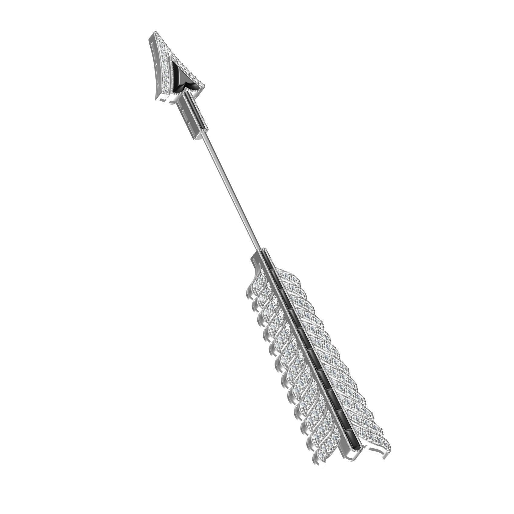 Antique Diamond Arrow Brooch 3D print model_1