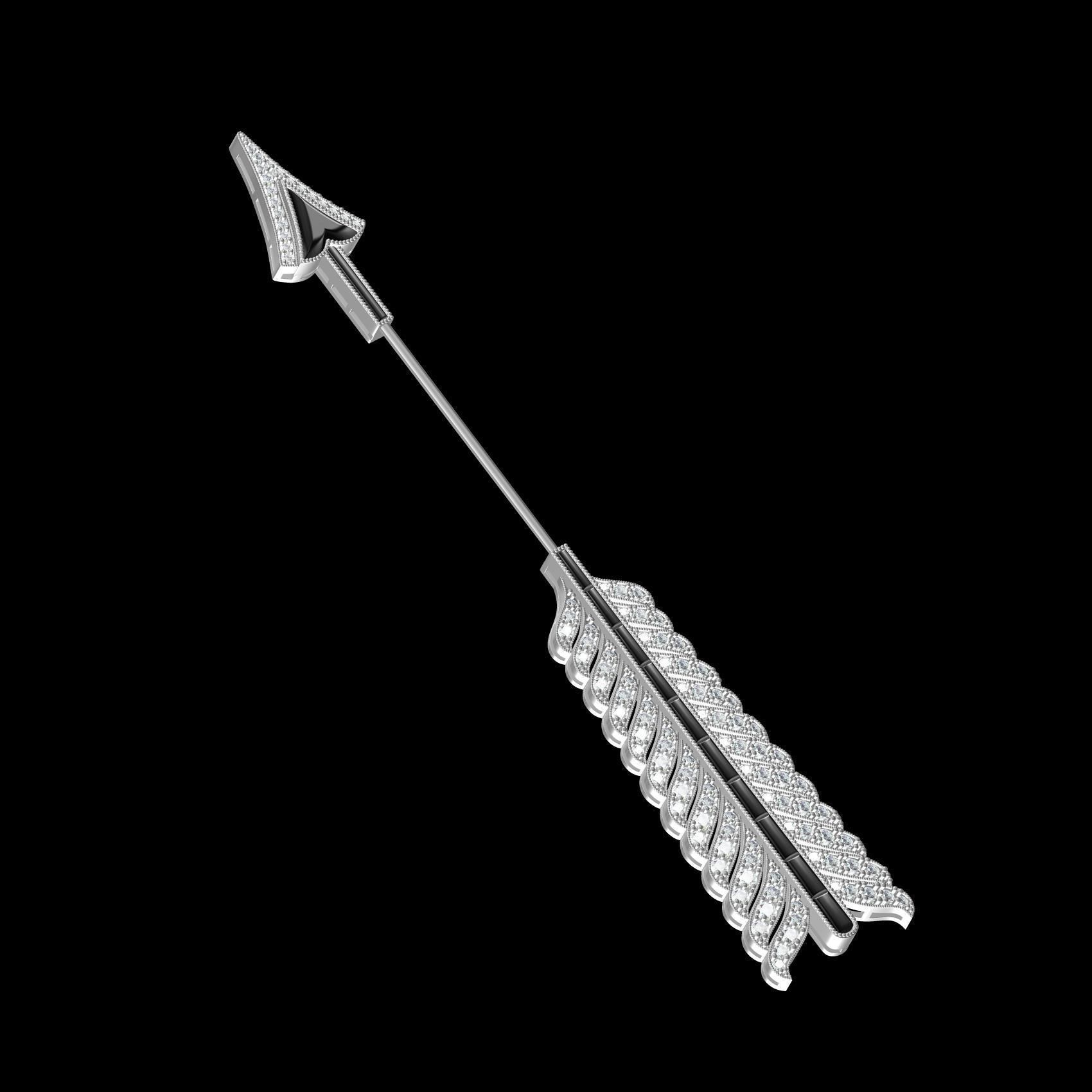 Antique Diamond Arrow Brooch 3D print model_10
