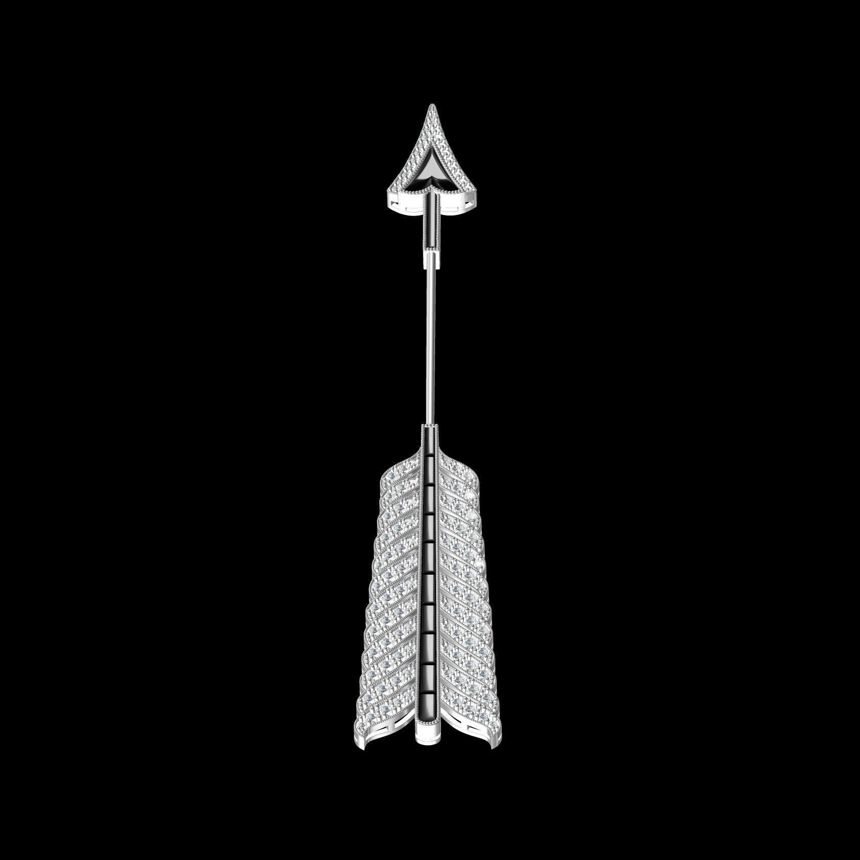 Antique Diamond Arrow Brooch 3D print model_8