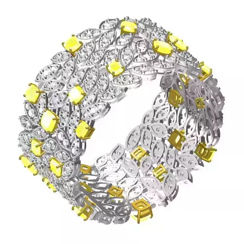 Yellow and White Diamond Art Deco Bracelet