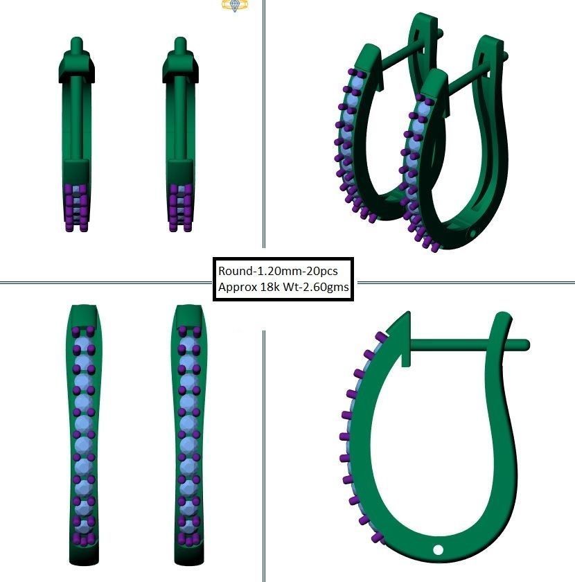 Earring U shape 3D print model_1