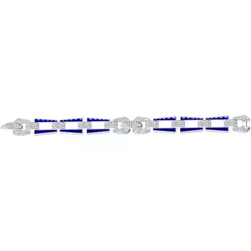 Blue Sapphire Gemstone Art Deco Bracelet