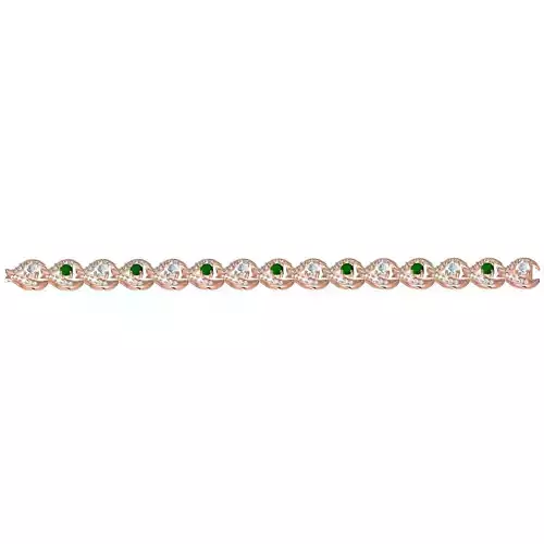 Antique Designer Green Diamond Tennis Bracelet