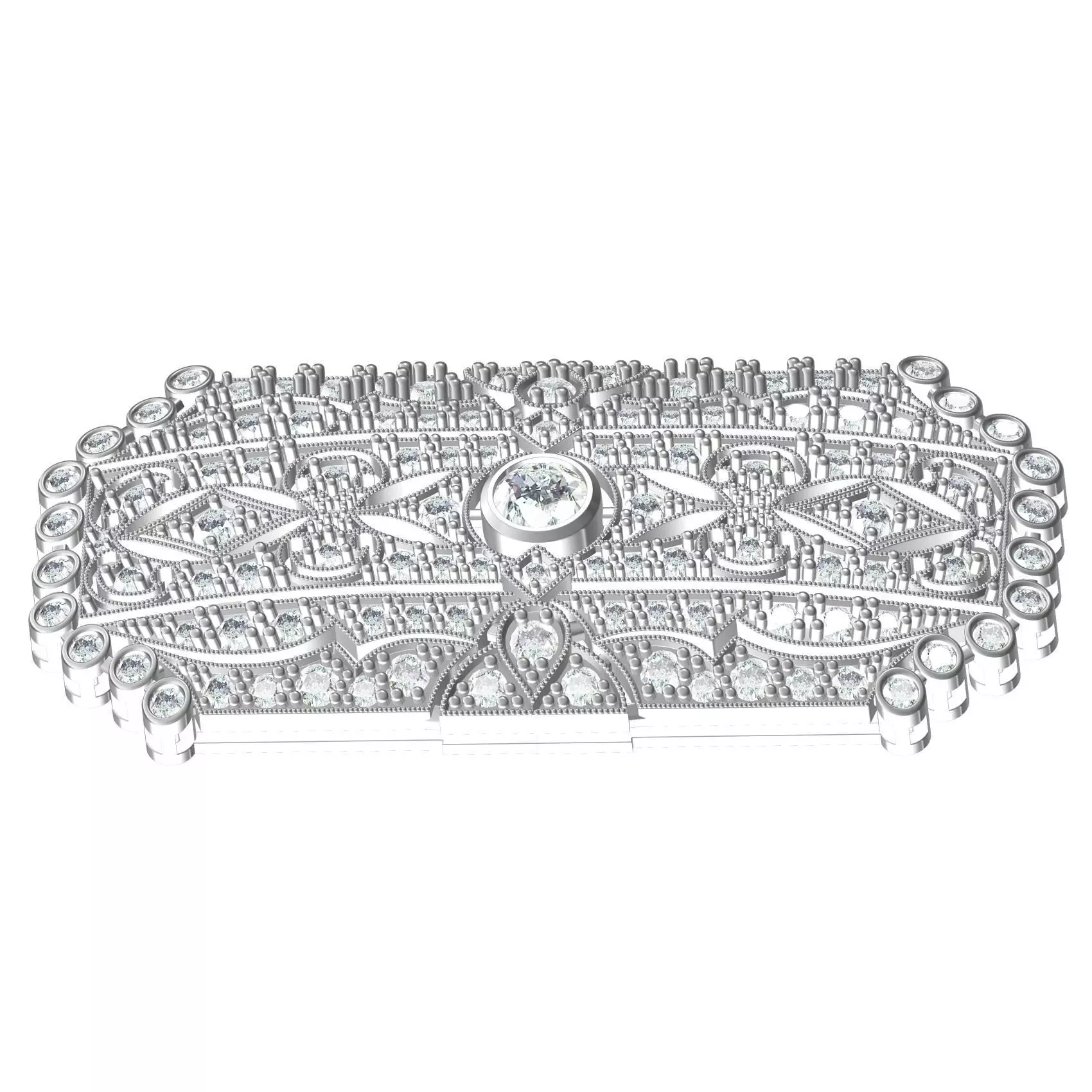 Unique Art Deco Diamond Brooch 3D print model_0