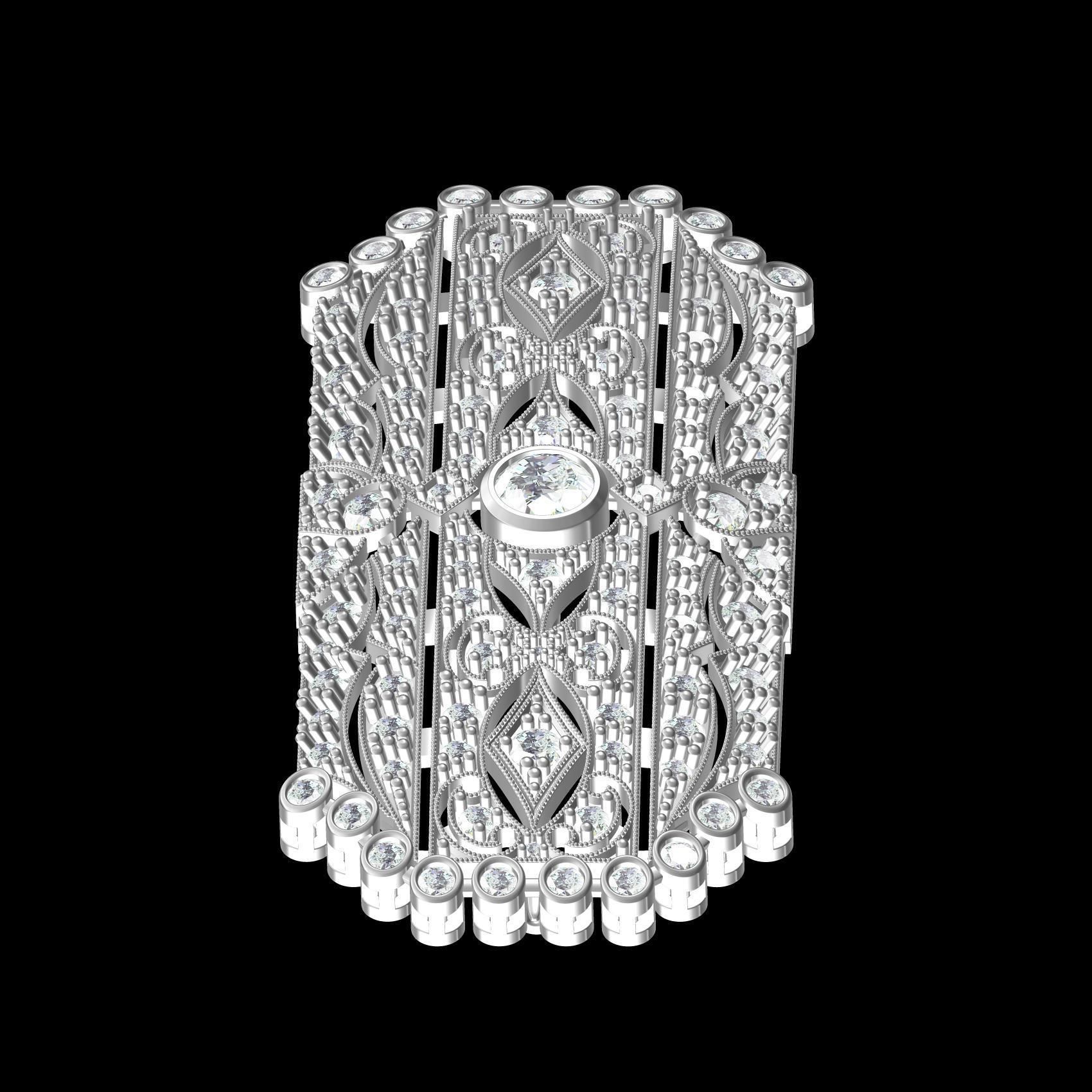 Unique Art Deco Diamond Brooch 3D print model_11