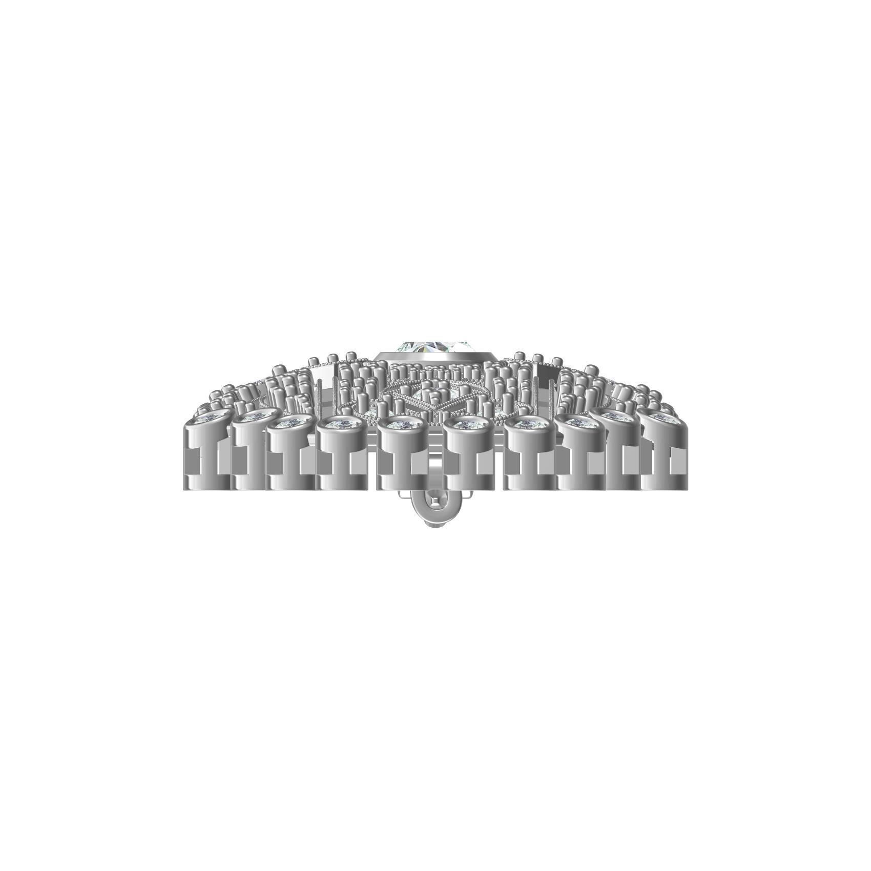 Unique Art Deco Diamond Brooch 3D print model_5