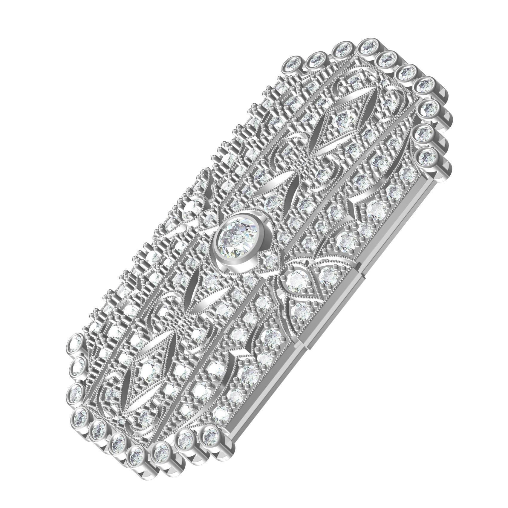 Unique Art Deco Diamond Brooch 3D print model_2