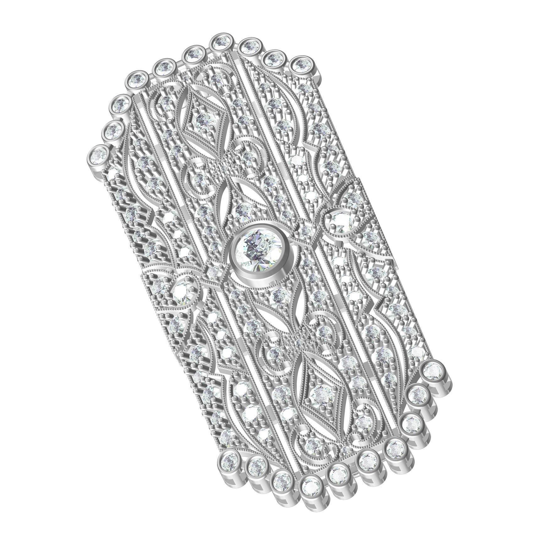 Unique Art Deco Diamond Brooch 3D print model_1
