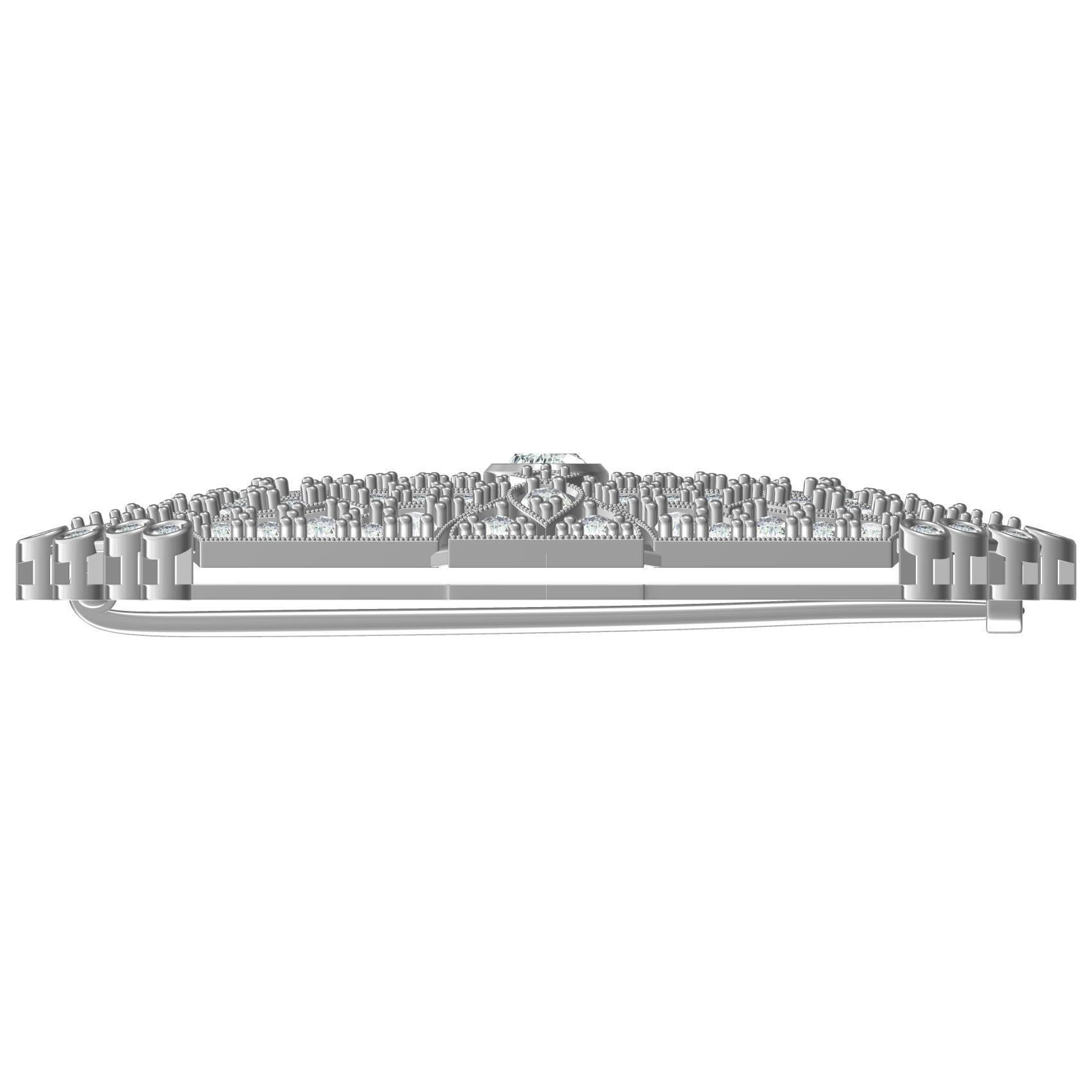 Unique Art Deco Diamond Brooch 3D print model_4