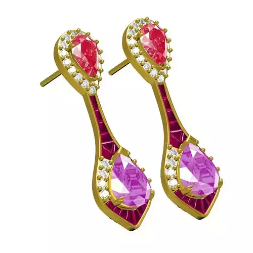 Pear Cut Diamond Multi Stone Drop Earring