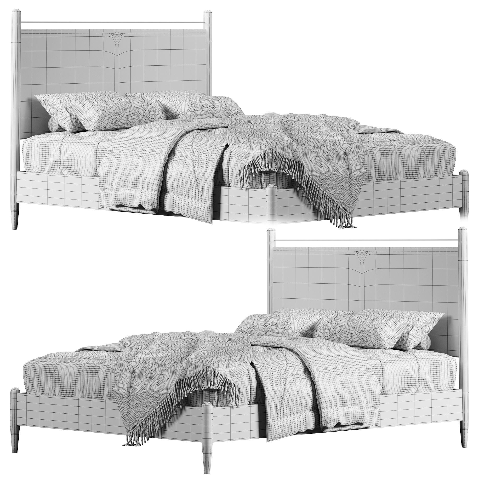 Platform bed By Homary 3D model_4