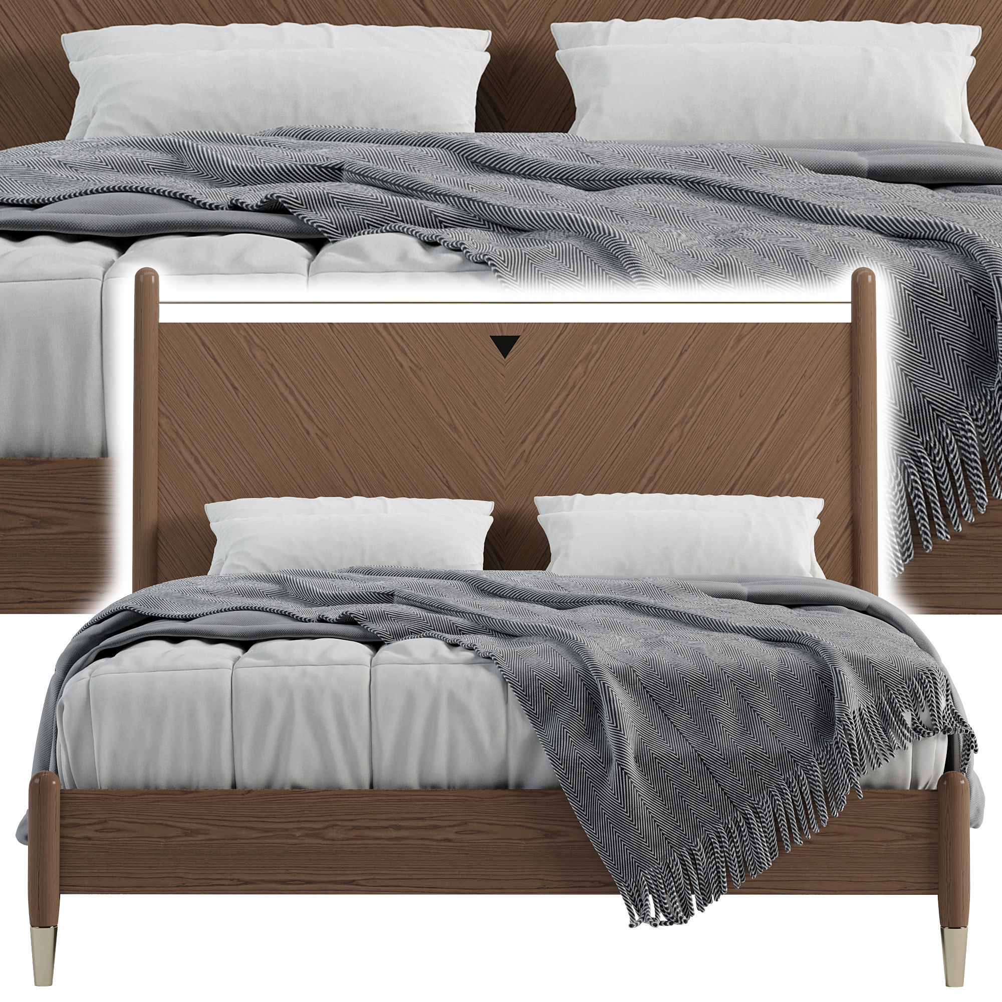 Platform bed By Homary 3D model_2