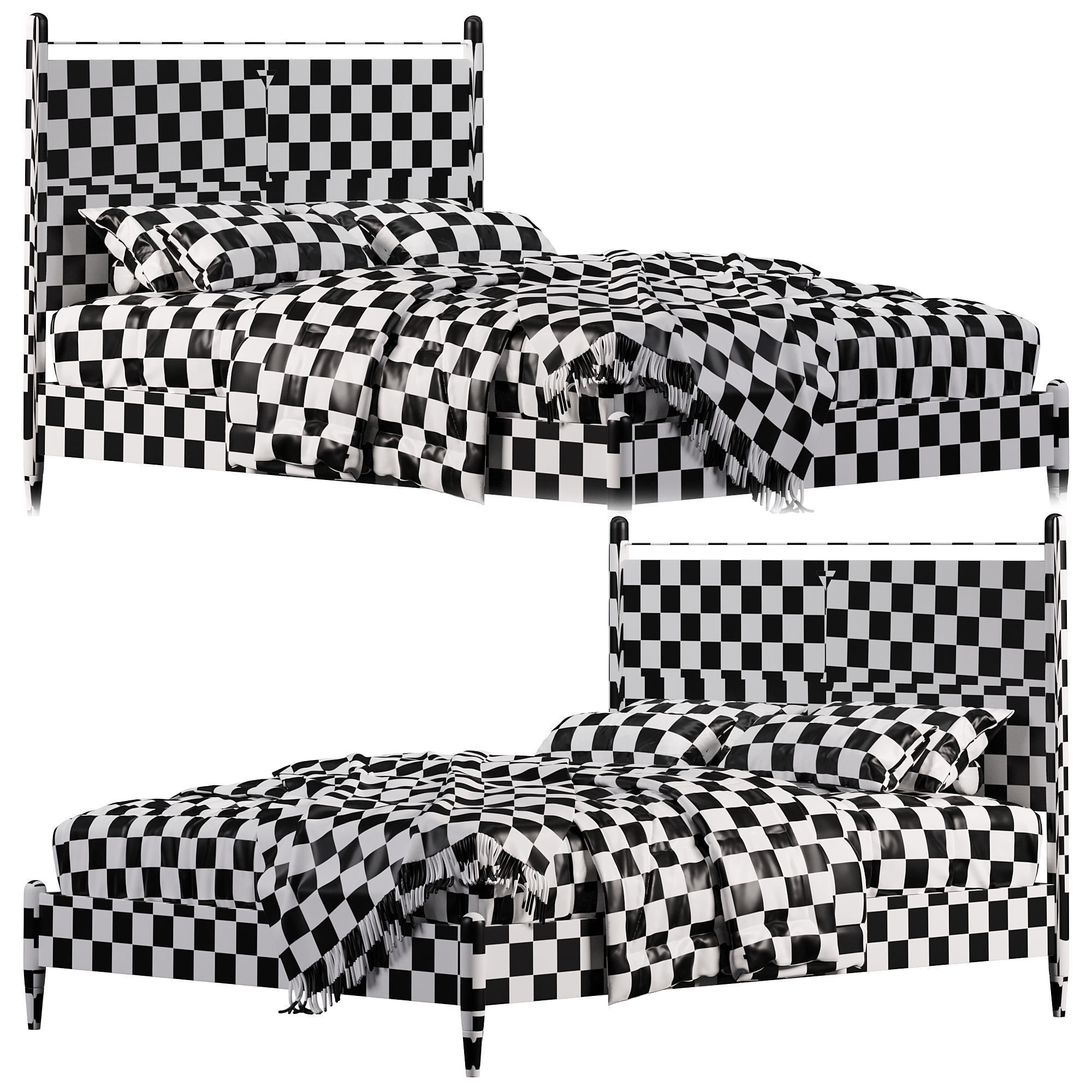 Platform bed By Homary 3D model_3