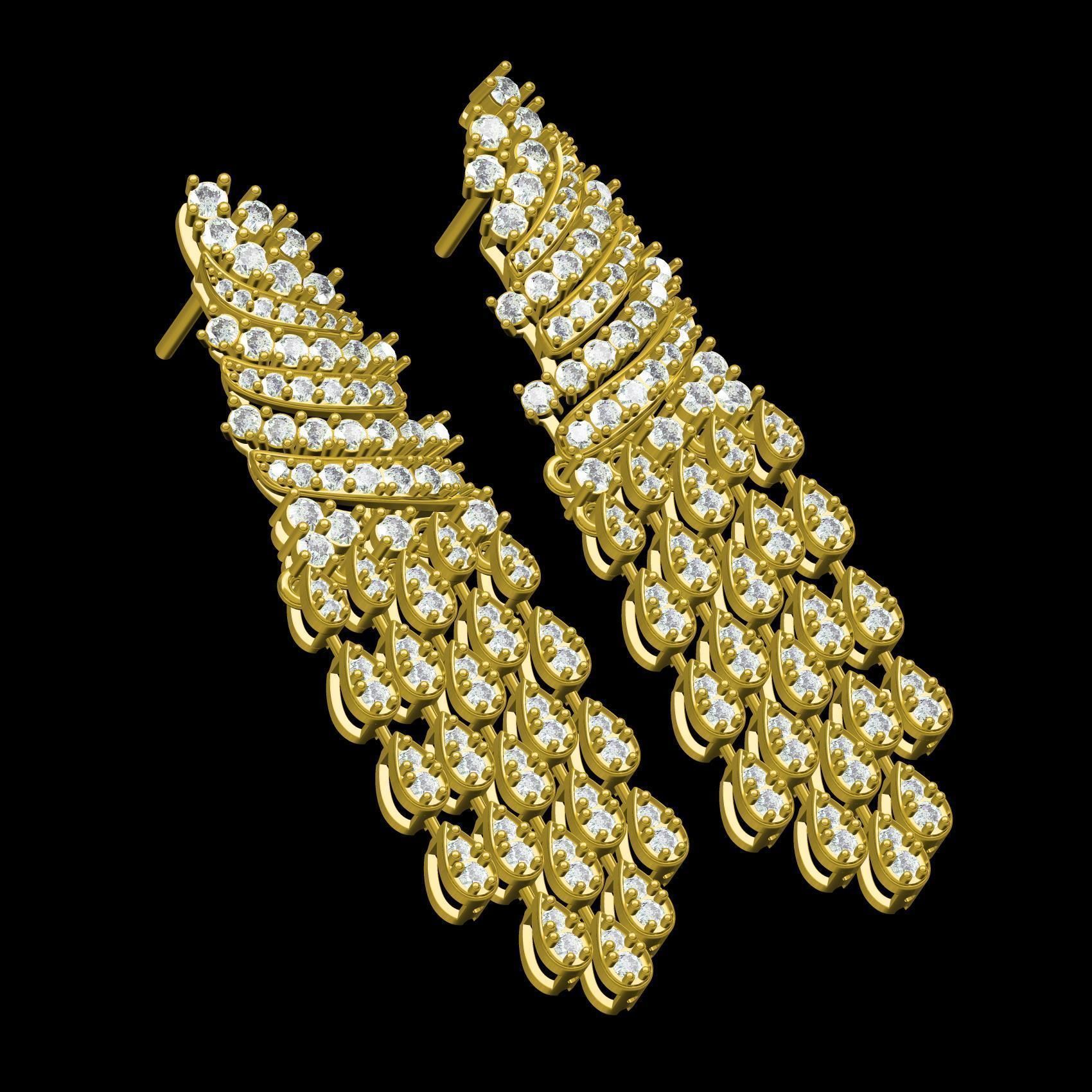 Pear Shaped Round Diamond Stud Earring 3D print model_11