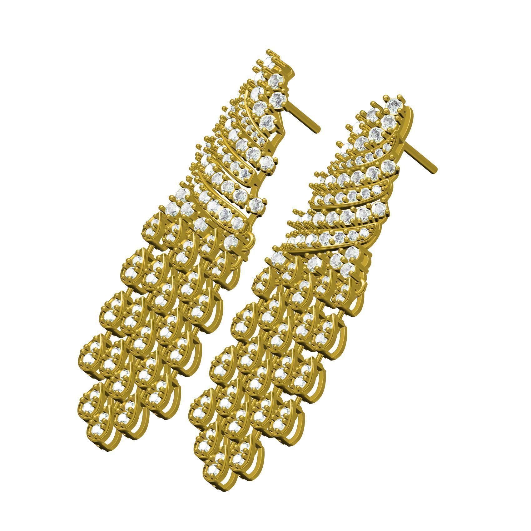 Pear Shaped Round Diamond Stud Earring 3D print model_1