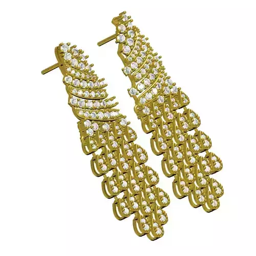 Pear Shaped Round Diamond Stud Earring