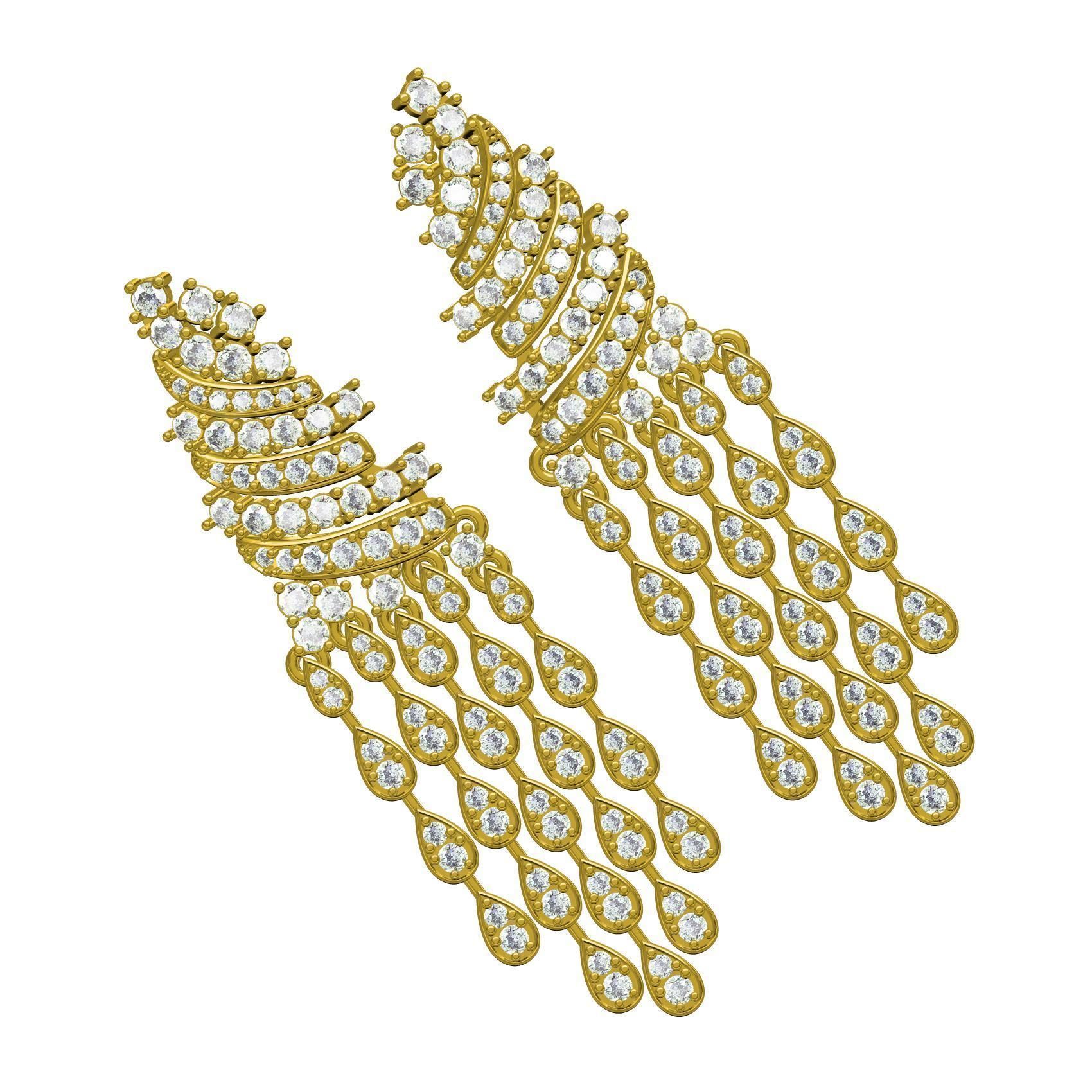 Pear Shaped Round Diamond Stud Earring 3D print model_5