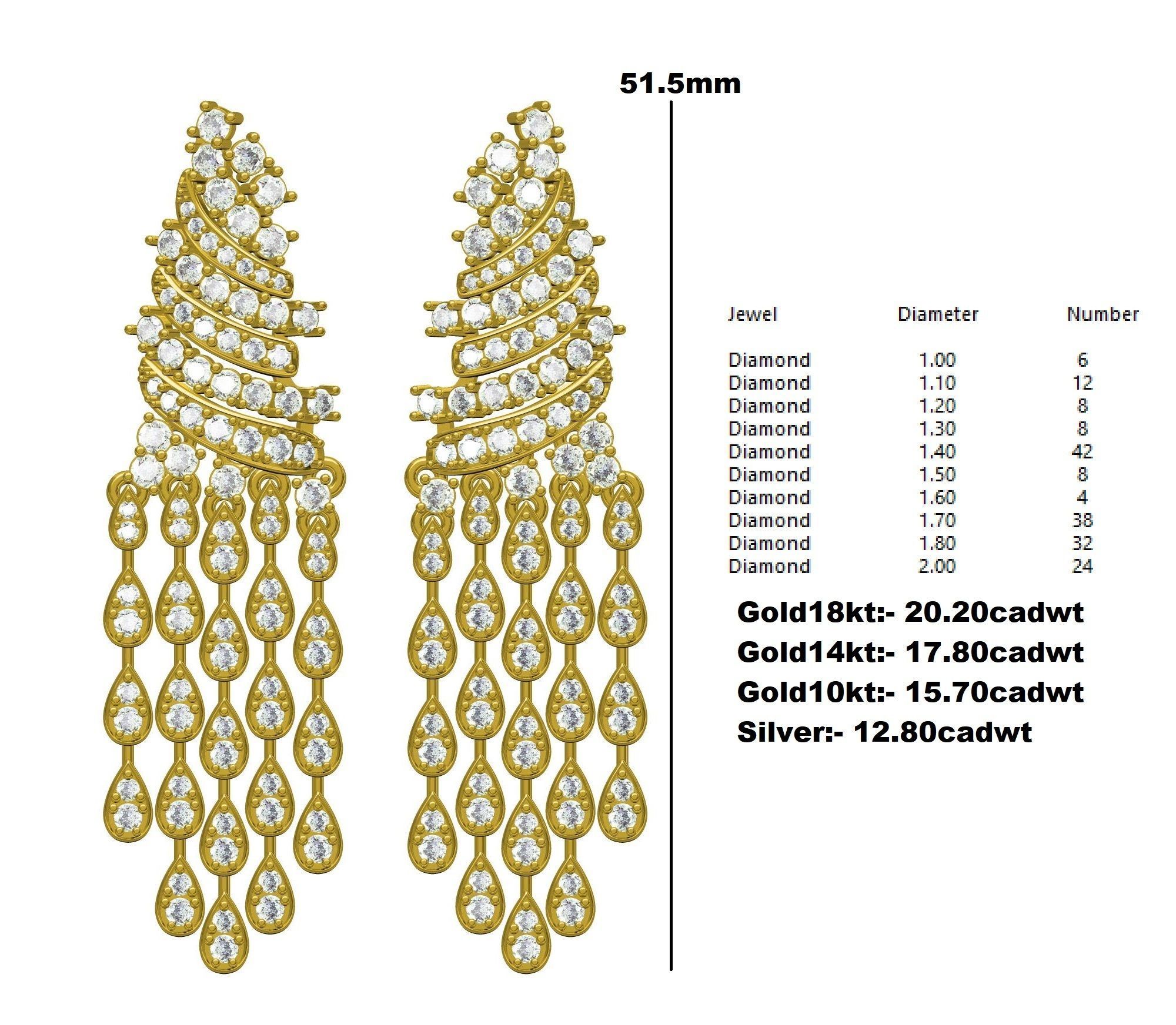 Pear Shaped Round Diamond Stud Earring 3D print model_12