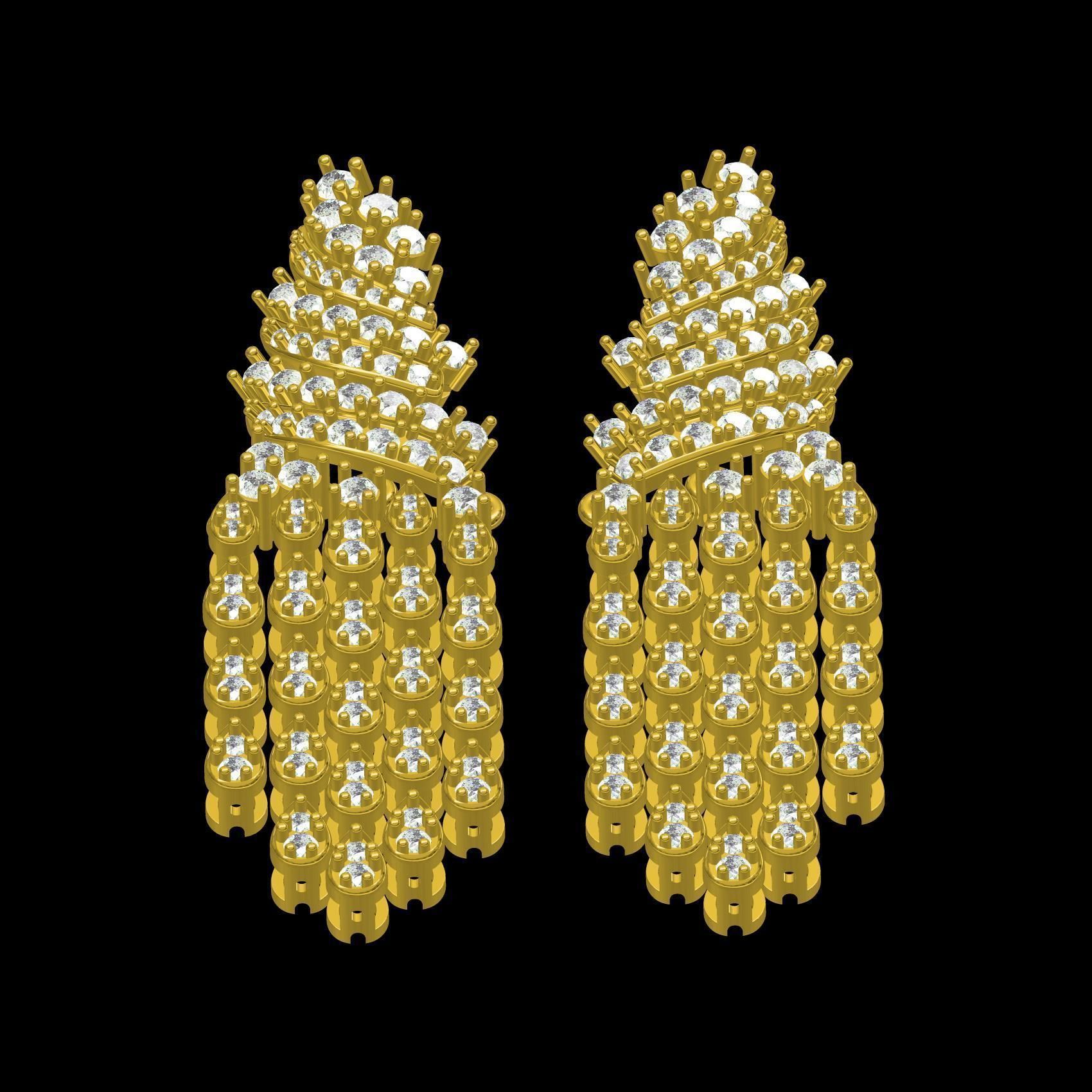 Pear Shaped Round Diamond Stud Earring 3D print model_9