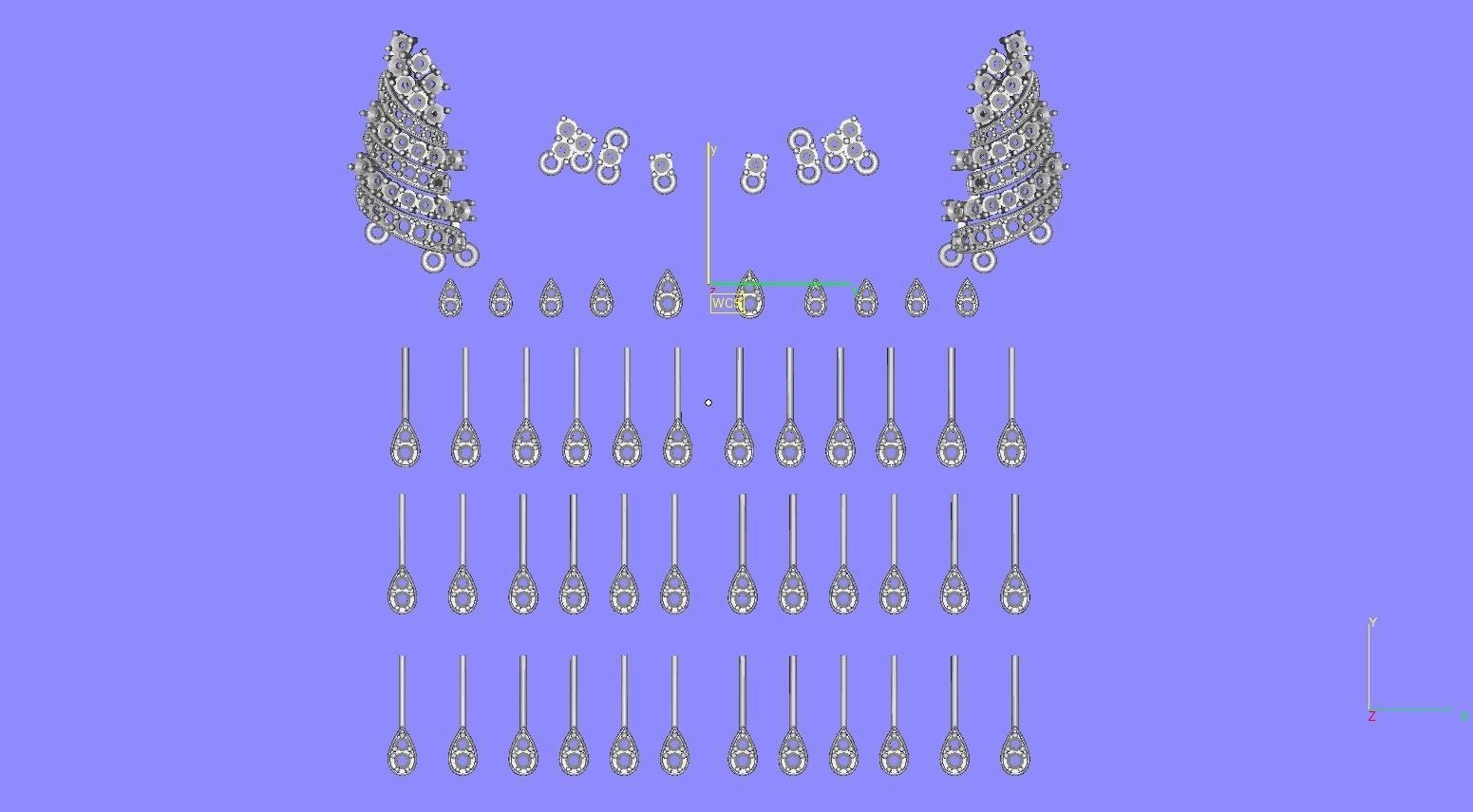 Pear Shaped Round Diamond Stud Earring 3D print model_13