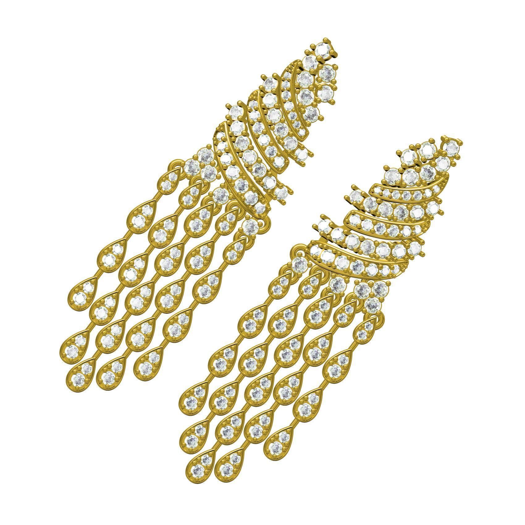 Pear Shaped Round Diamond Stud Earring 3D print model_6