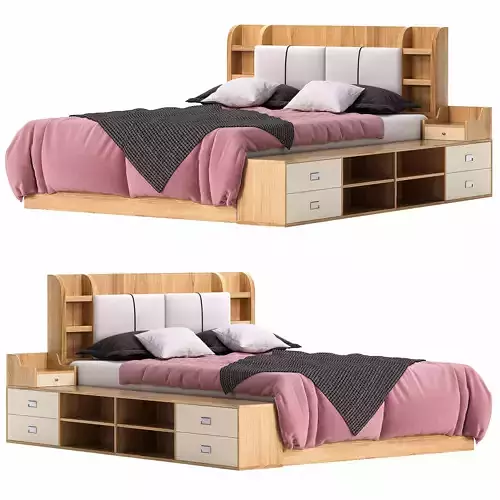 Queen Wooden Storage Bed by homary