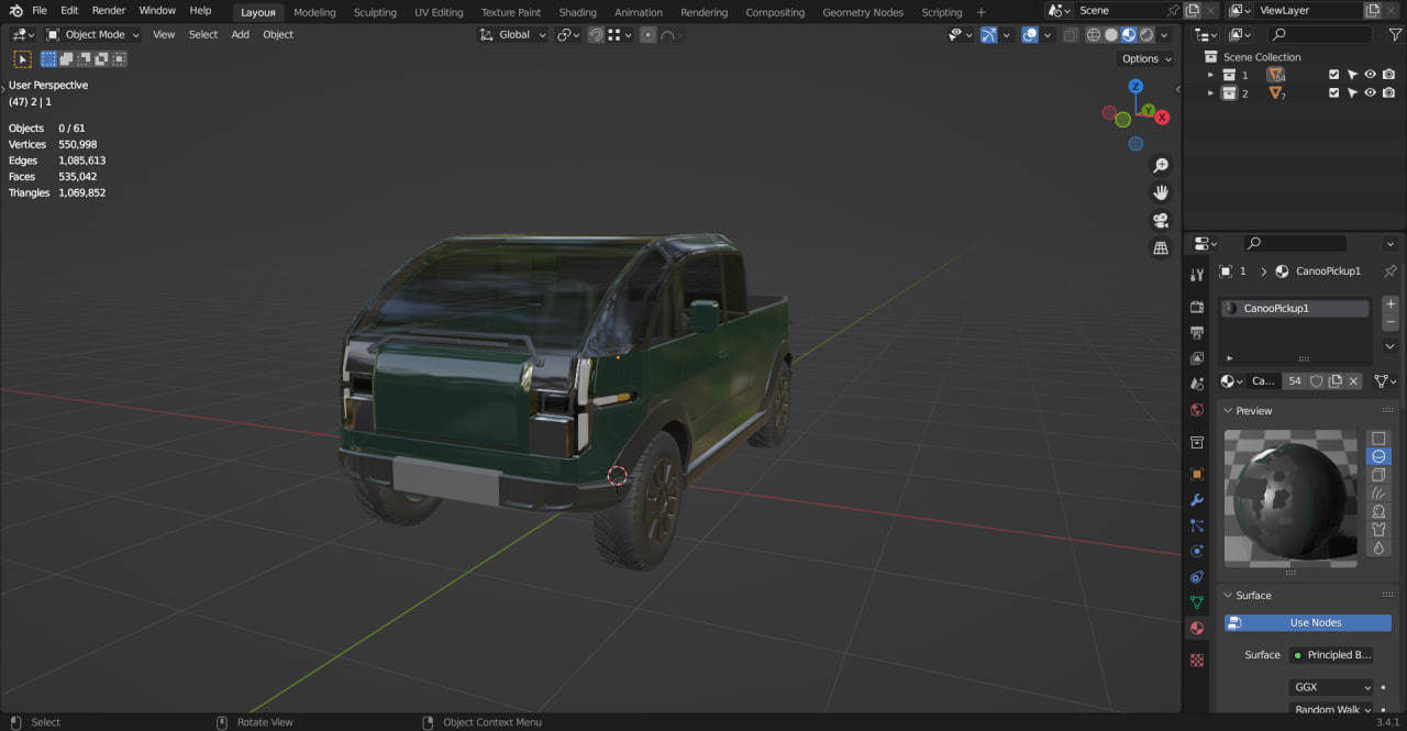 Canoo Pickup Green 3D model_6