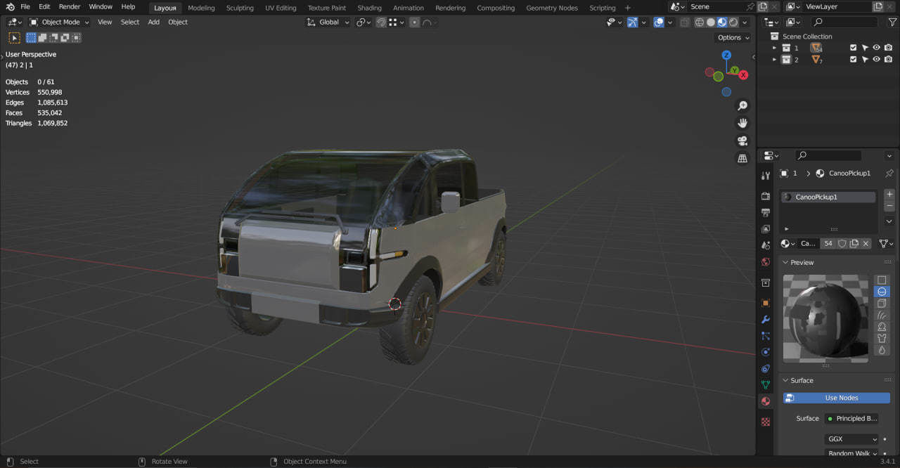 Canoo Pickup Grey 3D model_6