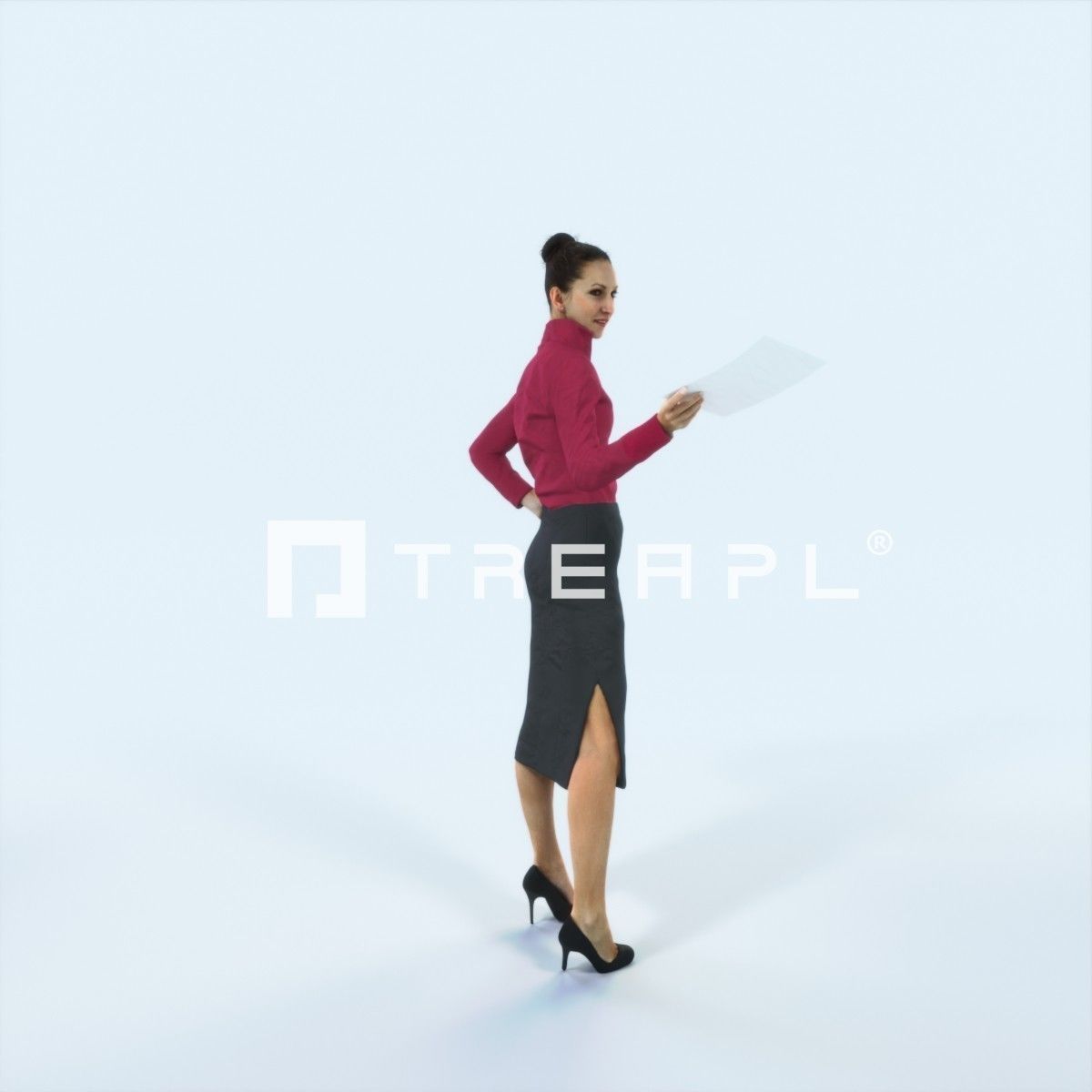 Mirage 17L Documents Handing Handing Business Woman Low-poly 3D model_2