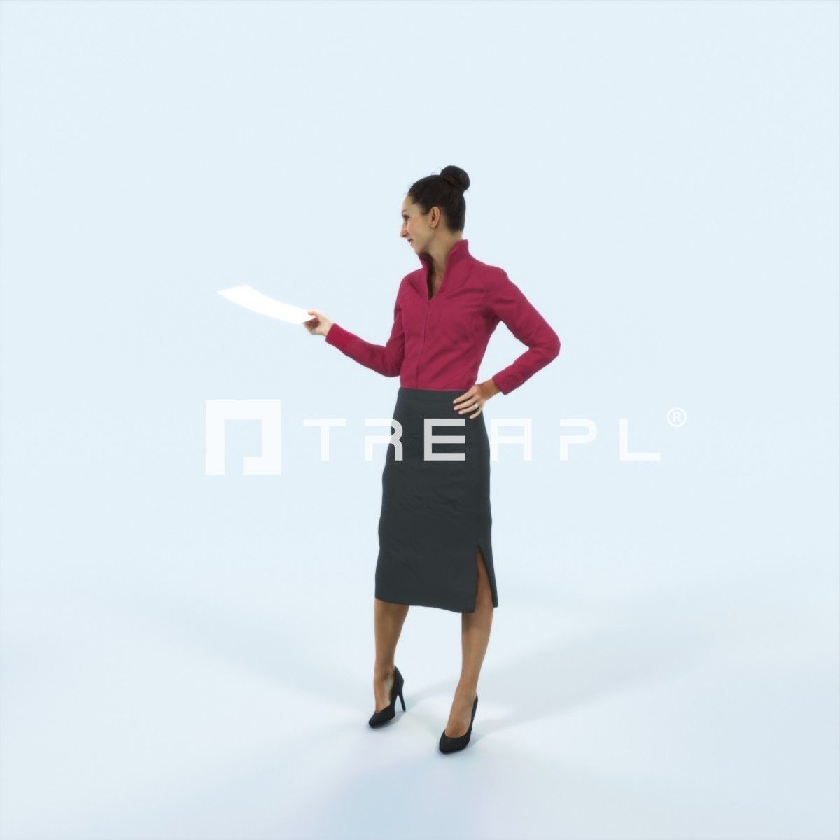 Mirage 17L Documents Handing Handing Business Woman Low-poly 3D model_5