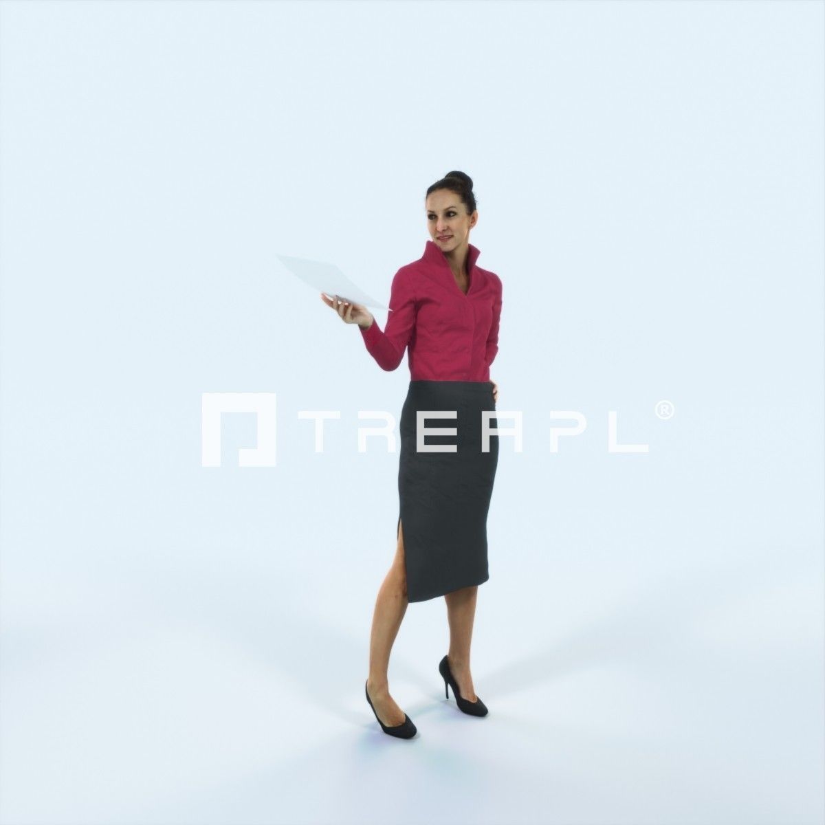 Mirage 17L Documents Handing Handing Business Woman Low-poly 3D model_1