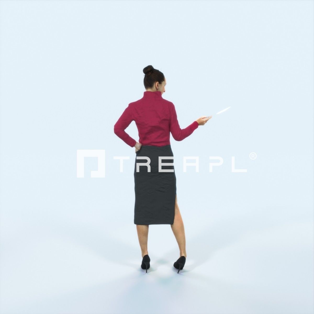 Mirage 17L Documents Handing Handing Business Woman Low-poly 3D model_3