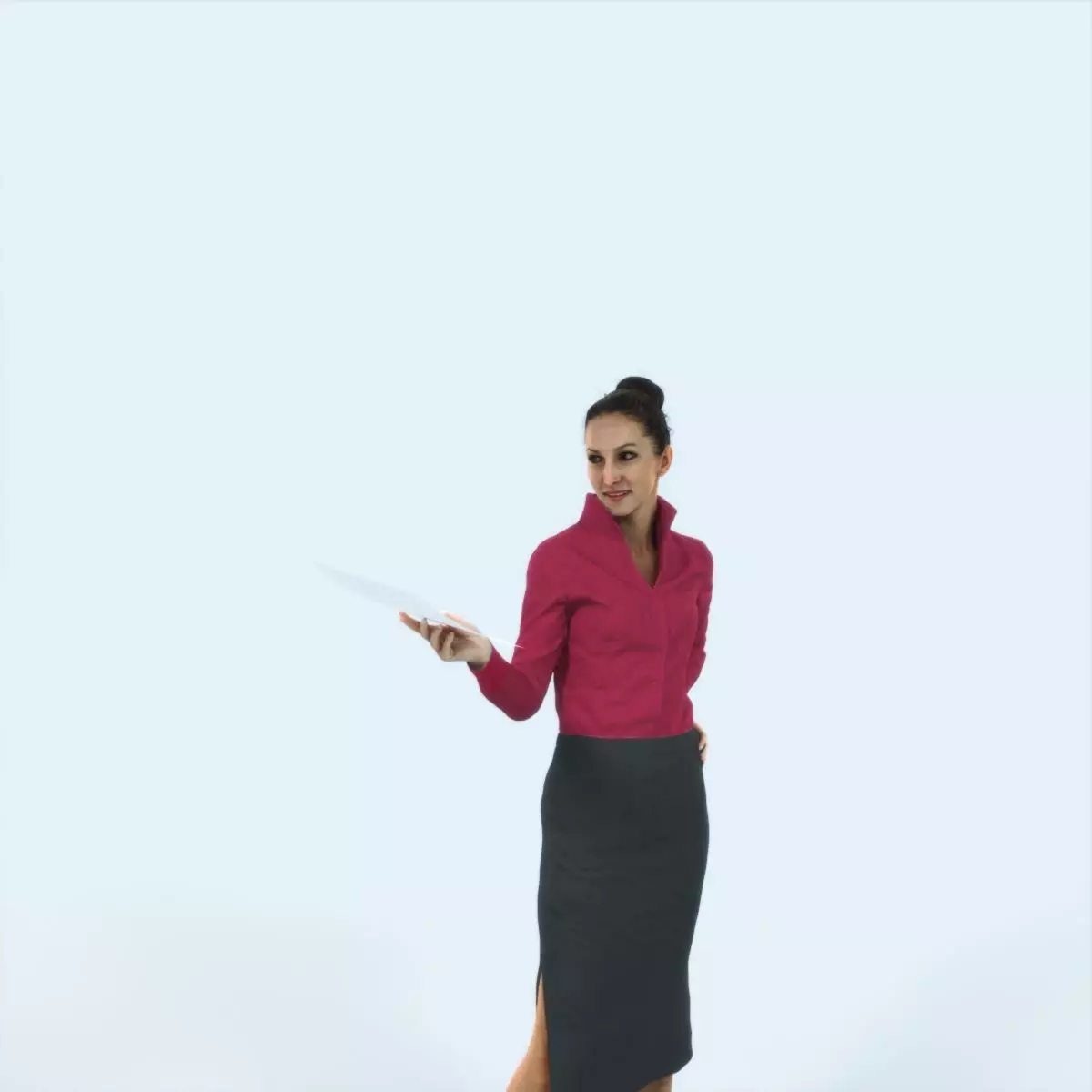 Mirage 17L Documents Handing Handing Business Woman Low-poly 3D model_0