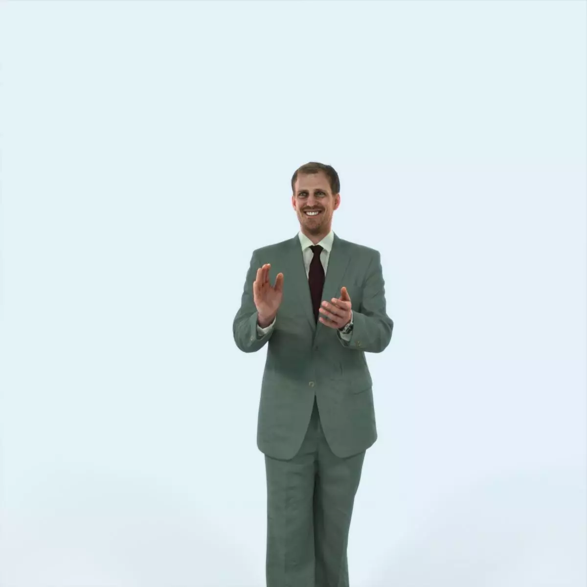 Mistery 07L Clapping Elegant Man Low-poly 3D model_0