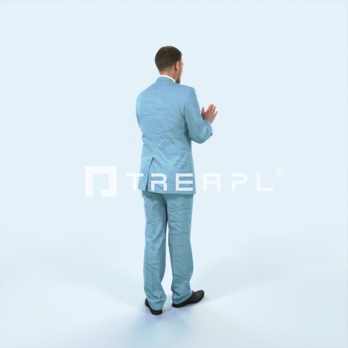 Mistery 07J Clapping Elegant Man Low-poly 3D model_3
