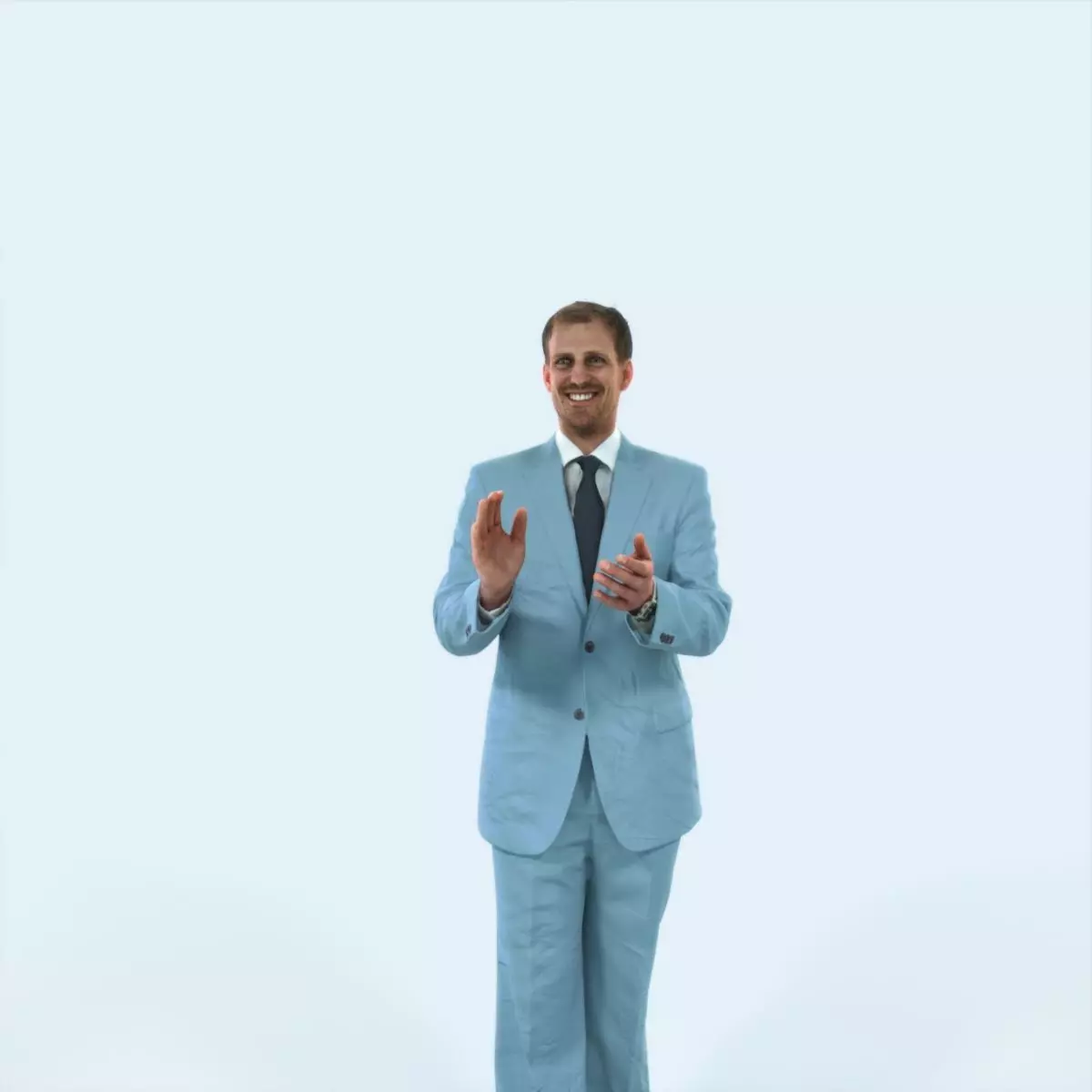 Mistery 07J Clapping Elegant Man Low-poly 3D model_0