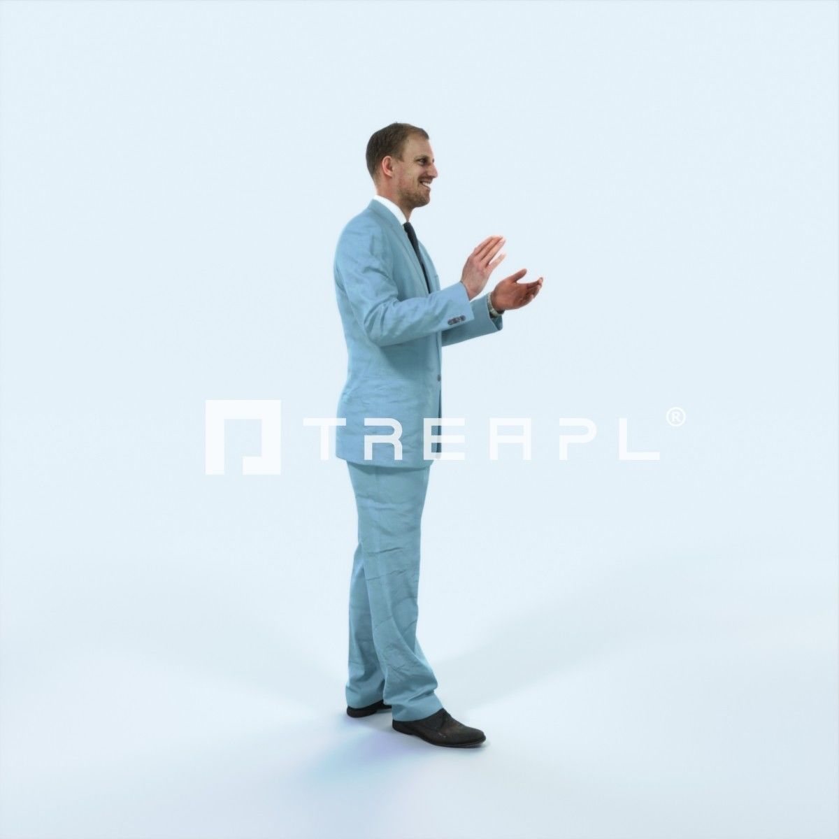 Mistery 07J Clapping Elegant Man Low-poly 3D model_2