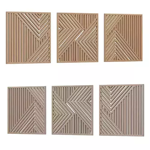Wood 3 piece large modern wall decor