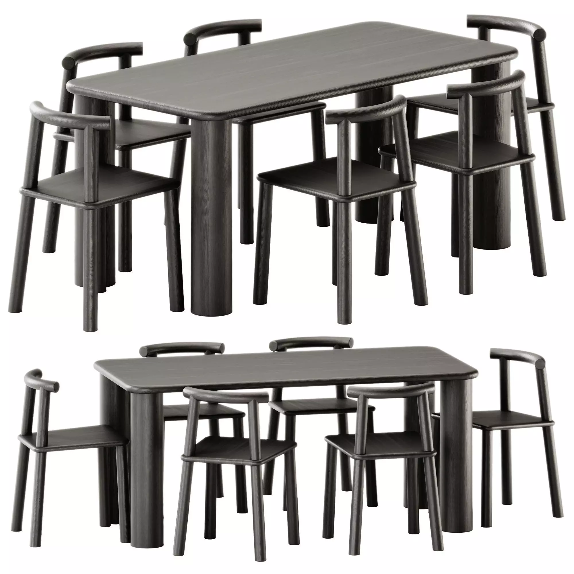 MIDI Open back chair and Found COMMUNE Small Table by Found 3D model