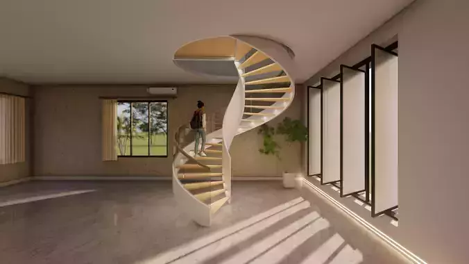 Spiral staircase Low-poly 3D model