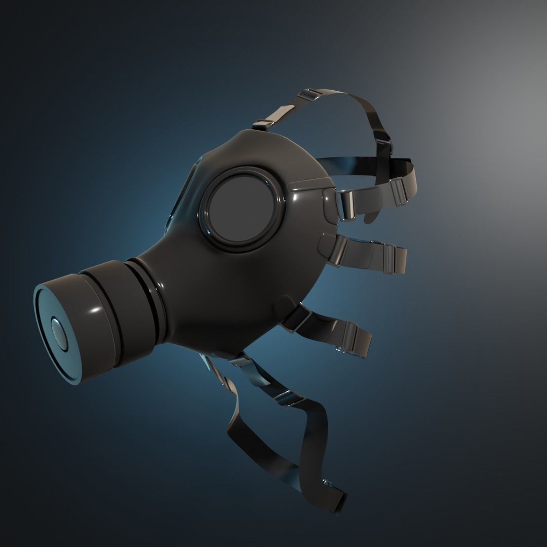 Gas Mask Low-poly 3D model_1