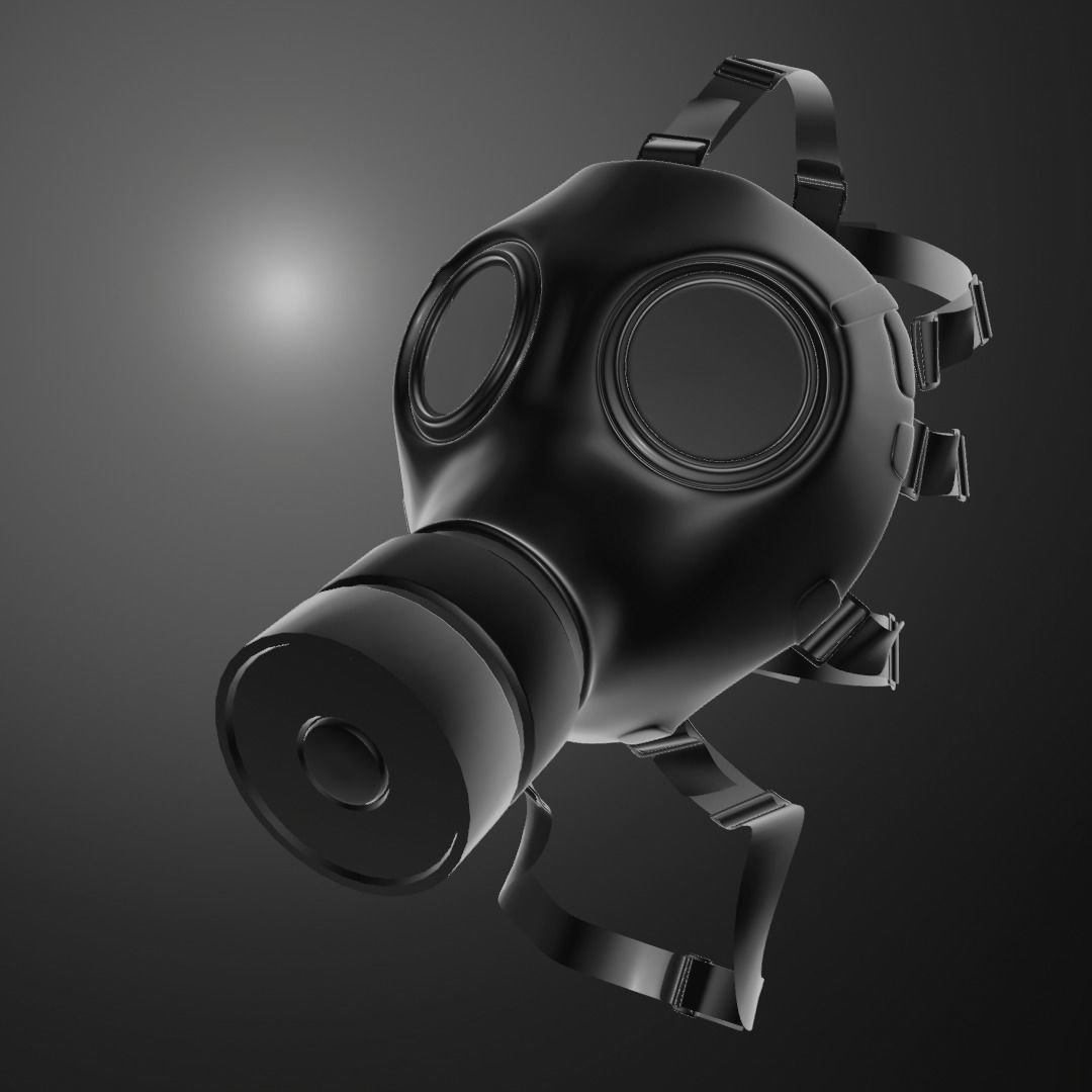 Gas Mask Low-poly 3D model_2