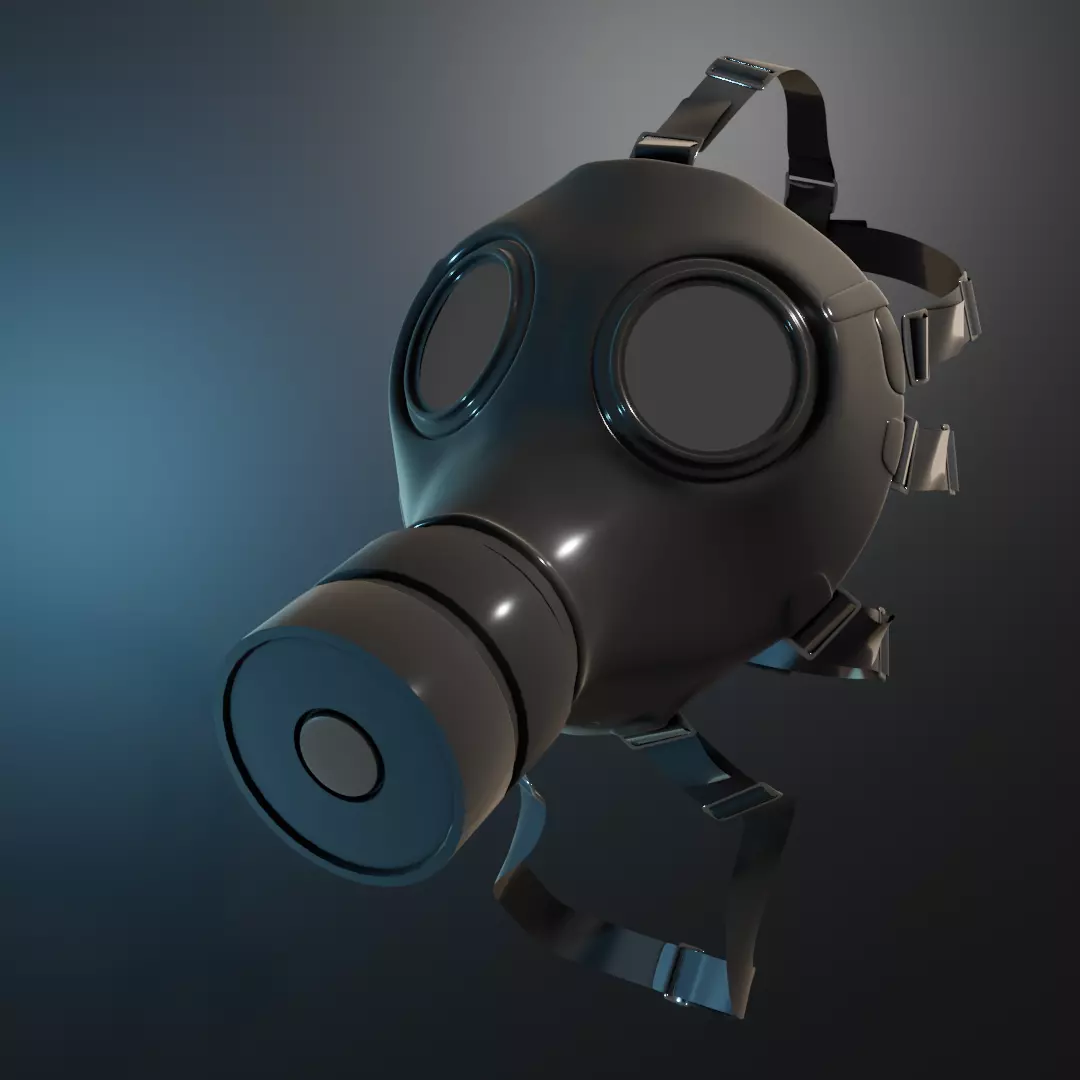 Gas Mask Low-poly 3D model_0